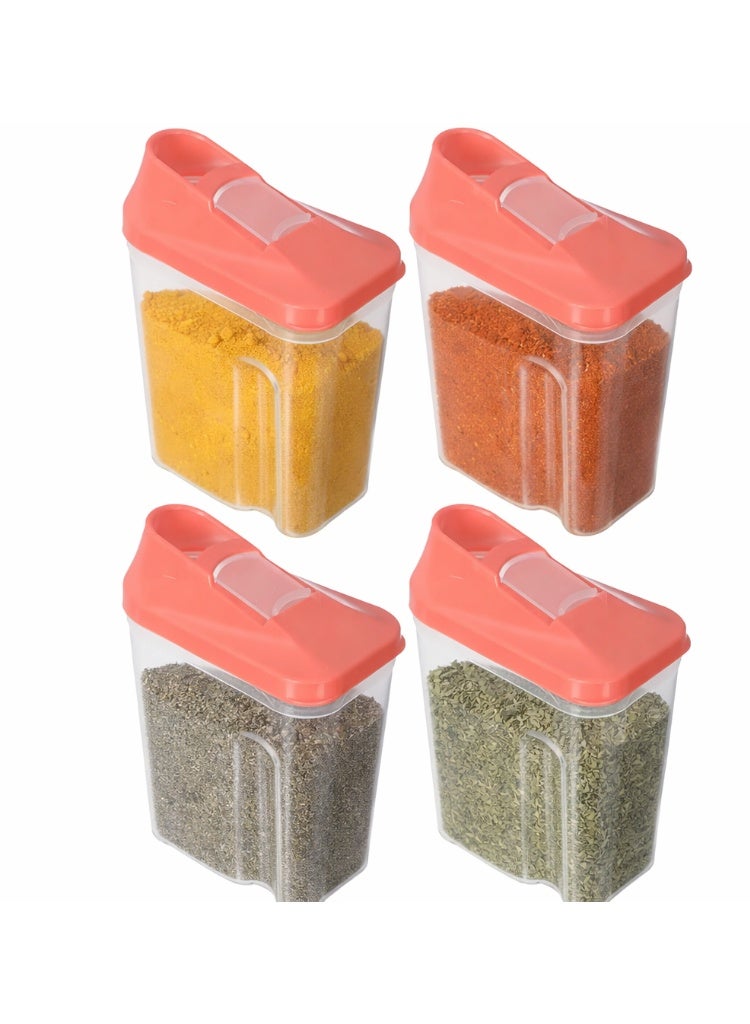 favilla 4-piece plastic spice container set with airtight lids – 250ml capacity – 8 x 5.5 x 12.5cm - Image 1